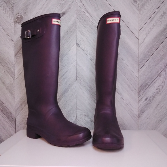 Hunter Wellies Original Tall Rain Boots Matte Aubergine Women's Sz: US 9 - Picture 1 of 9